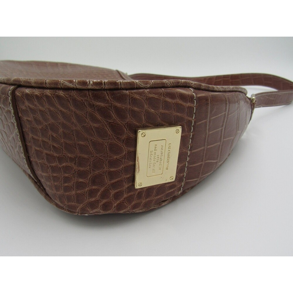 Liz Claiborne Purse Accessories Brown Embossed Snakeskin Womens Shoulder Bag - Picture 3 of 16